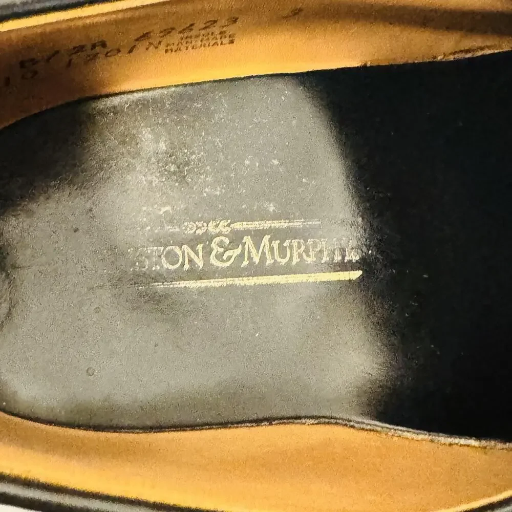 Johnston & Murphy Shoes Mens 8.5 Black Leather Wingtip Oxford USA Brogue